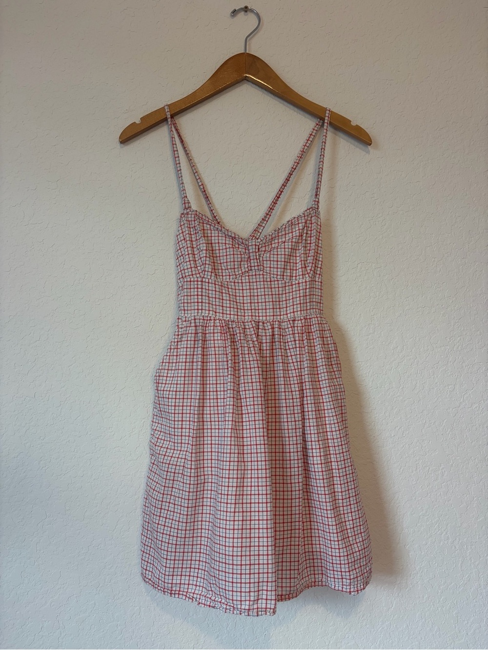 Abercrombie & Fitch Red and White Checked Sundress